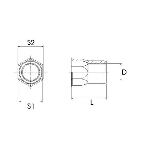 TUERCA REMACHABLE ACERO BRALO SEMIHEXAGONAL BAJA
